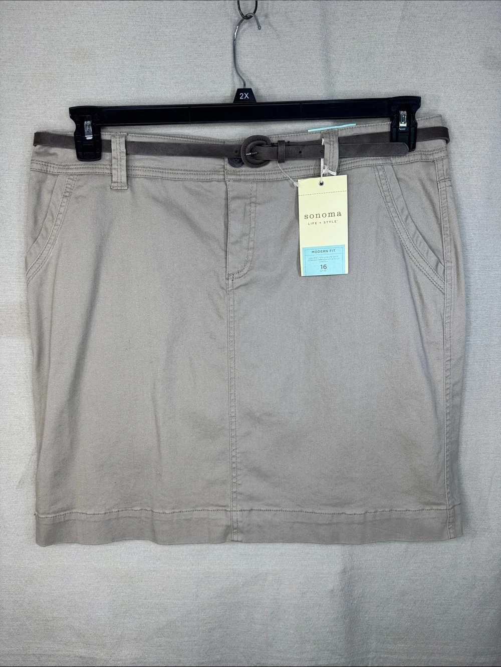 Sonoma Skirt Tan Mini Slim Brown Belt in Size 16  NWT